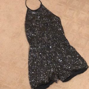 Sherri Hill liquid beading halter shorts romper